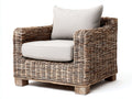 Sillones de ratán 90 x 85 x 80 cm - ratán natural y tapizado beige - diseño amplio para exterior