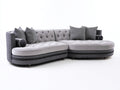 Sofás de esquina tela 270x175x82 cm - gris claro-gris oscuro - diseño curvo moderno para salón