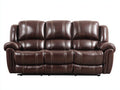 Sofás 3 plazas de cuero sintético 218x94x102 cm - marrón oscuro - diseño acolchado con respaldo alto y brazos redondeados