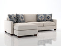 Sofás de esquina - Tapizado textil 265 x 165 x 84 cm - Beige claro con chaise longue y patas de madera