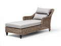 Tumbonas de ratán trenzado 195x80x92 cm - marrón-gris claro - respaldo inclinado con reposabrazos para jardín