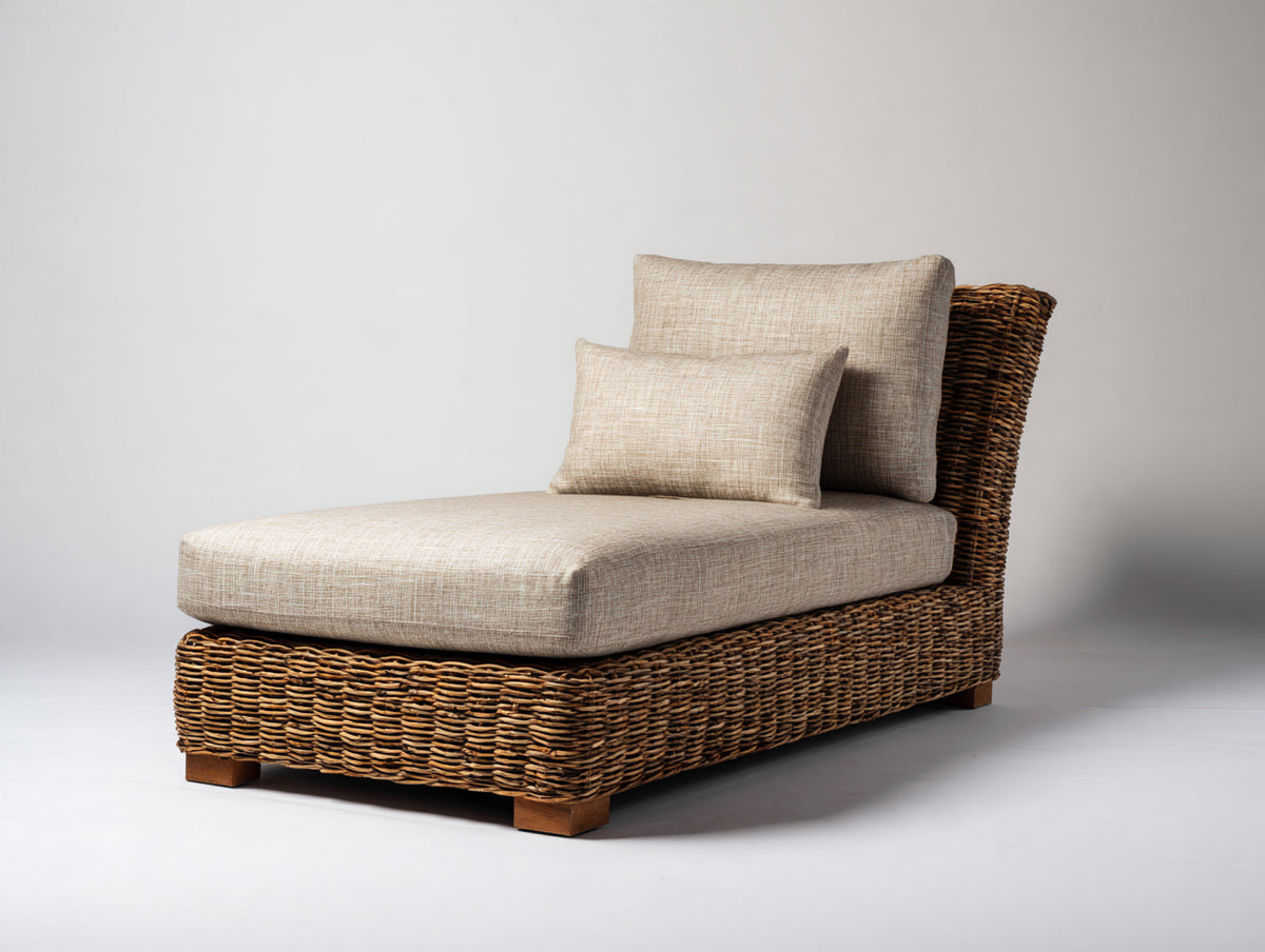 Tumbonas de ratán 190x78x80 cm - marrón natural - diseño reclinado de líneas envolventes