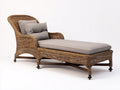 Tumbonas - Estructura de ratán sintético 190 x 78 x 95 cm - Marrón natural con tapizado gris topo y diseño de respaldo alto