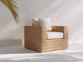 Sillones de ratán para exterior 85x80x78 cm - marrón natural y beige - diseño moderno con reposabrazos amplios