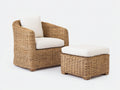 Sillones de ratán 90 x 85 x 78 cm - ratán natural y tapizado blanco - con reposapiés para exterior
