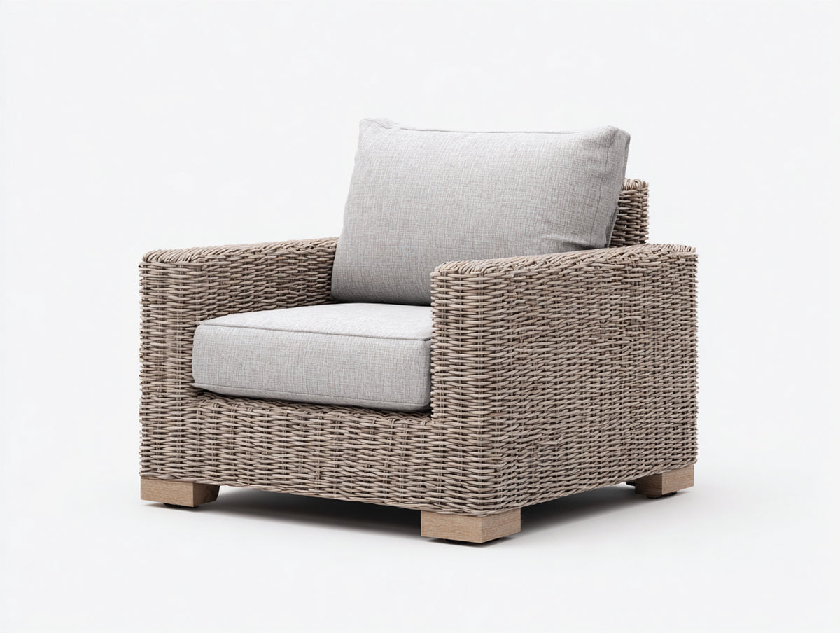 Sillones de ratán para exterior 85x82x80 cm - gris topo y gris claro - diseño moderno con reposabrazos amplios