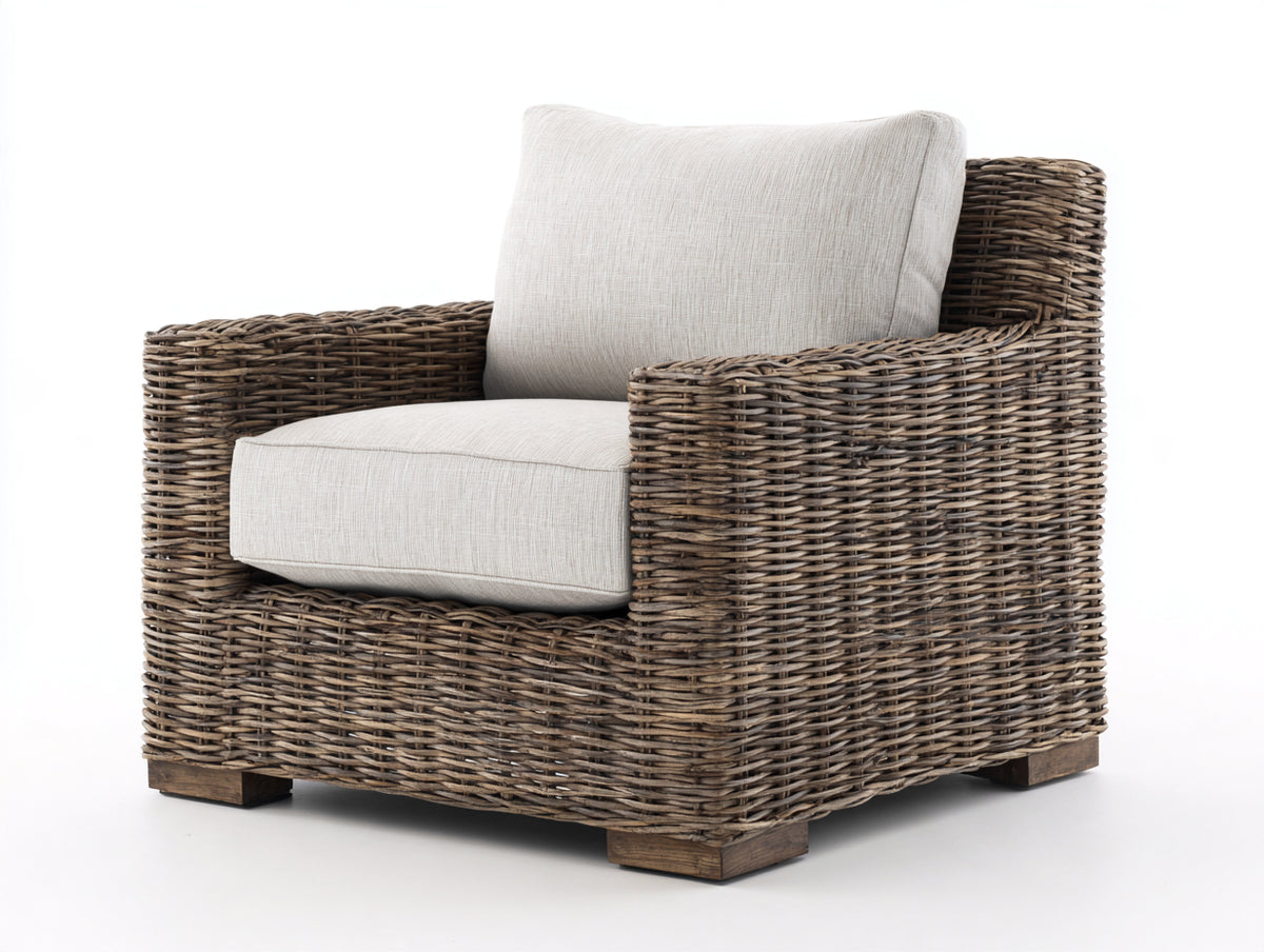 Sillones de ratán 100x92x82 cm - Ratán trenzado - Natural-Beige - Diseño envolvente con reposabrazos