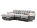 Sofás de esquina 250x170x82 cm - Tapizado de tela - Beige-Gris - Diseño moderno con chaise longue y patas de madera