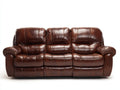 Sofás 3 plazas de cuero sintético 220x96x101 cm - marrón oscuro - diseño acolchado con respaldo alto
