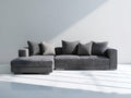 Sofás de esquina tapizados en tela 260x170x82 cm - gris oscuro - diseño moderno de líneas amplias