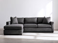 Sofás de esquina - Tapizado textil 275 x 175 x 86 cm - Gris oscuro con chaise longue y diseño contemporáneo
