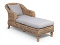 Tumbonas de ratán 192x80x88 cm - marrón natural y madera - diseño envolvente con reposabrazos