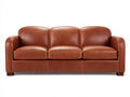 Sofás 3 plazas 205 x 90 x 84 cm - tapizado marrón efecto cuero - diseño clásico con respaldo dividido