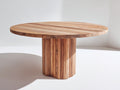 Mesas de jardín redonda de madera 120 x 120 x 75 cm - madera natural - diseño moderno con base central acanalada