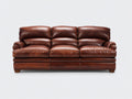 Sofás 3 plazas - Tapizado efecto cuero 215 x 96 x 92 cm - Marrón coñac con respaldo acolchado y diseño clásico
