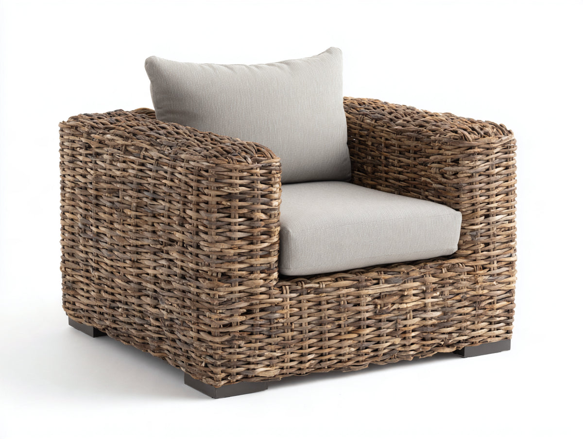 Sillones de ratán 96x90x78 cm - Ratán trenzado - Natural-Beige - Diseño envolvente con reposabrazos