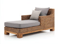 Tumbonas de ratán trenzado 185x85x86 cm - marrón-gris claro - diseño amplio con reposabrazos para jardín